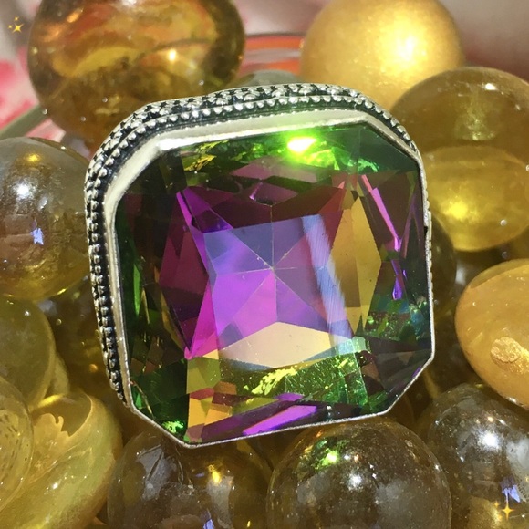 Mystical Rainbow Quartz Chunky Handmade Boho Ring - Picture 2 of 7